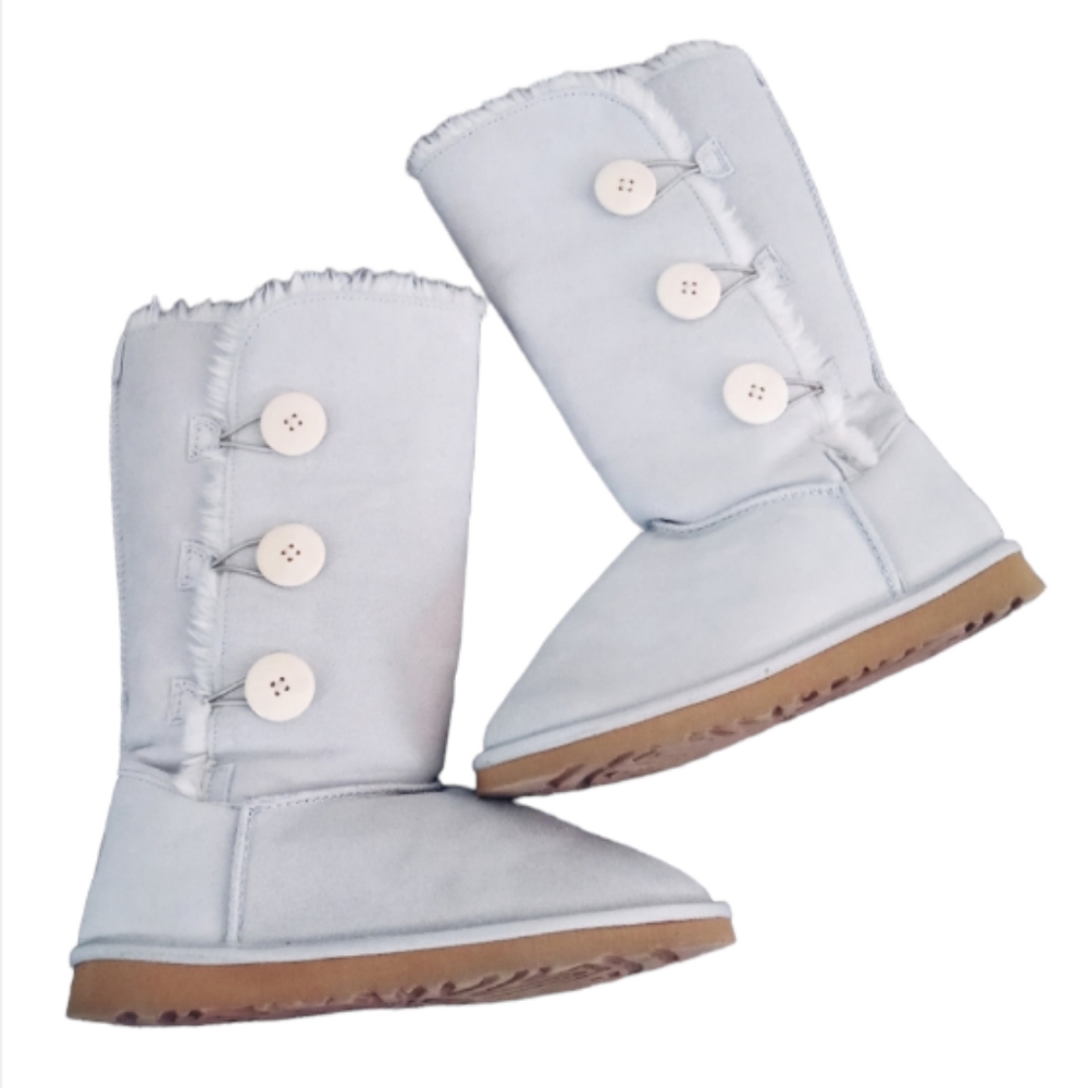UGG Bailey Button Triplet Boots Sz 9 Grey